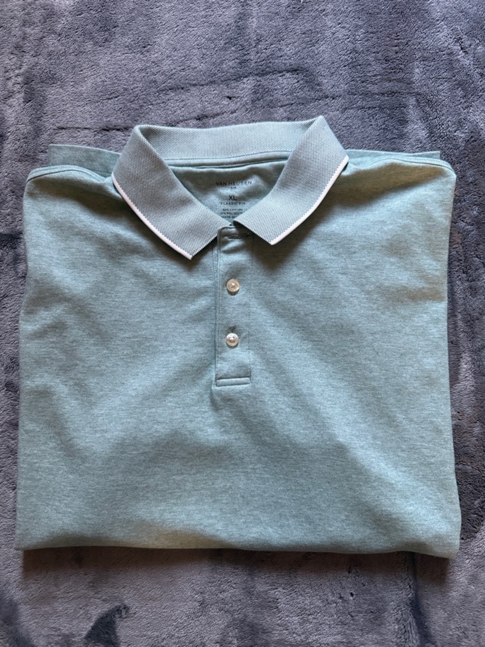 Van Heusen Sage Green Polo with Contrast Collar Size XL